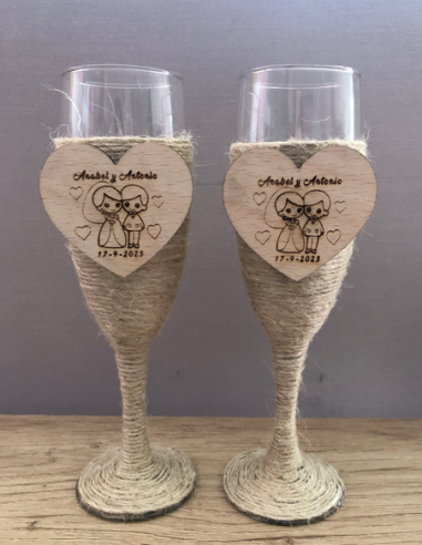 Pack 2 Copas Champán Boda Personalizada