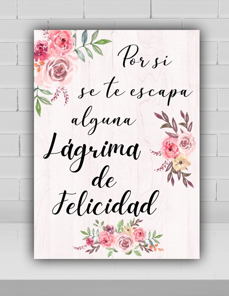 Cartel Lágrimas Felicidad - Carteles de boda