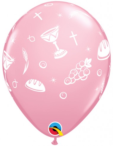 Globo Elementos Comunión Rosa 6 Unidades - Globos Estampados