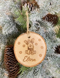 Adorno Navidad Rodaja Madera