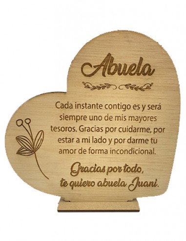 Recordatorio agradecimiento corazón madera - Detalles/Regalos