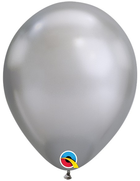 Globo Chrome Plata Latex 5 Unidades - Colores Lisos