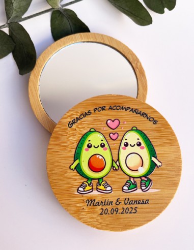 Espejo madera bambu personalizado - Detalles/Regalos