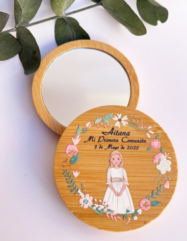 Espejo madera bambu personalizado - Personalizados