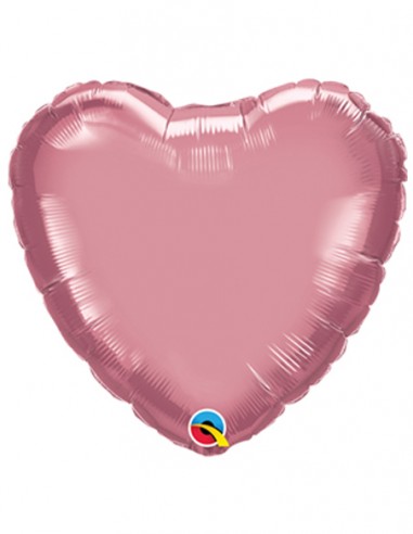 Globo Corazón Rosa Cromado Foil Metalizado 46cm - Globos Con Formas