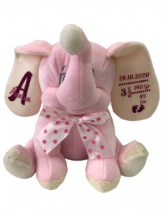 Peluche Elefante Natalicio Rosa - Detalles/Regalos