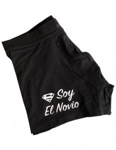 Bóxer negro 'Soy el Novio' con logo Superman