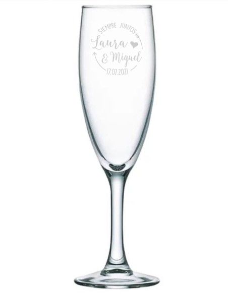 Copa Champán Boda Personalizada Siempre Juntos - Personalizados