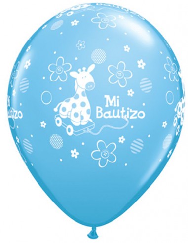 Globo Mi Bautizo Azul Latex 6 Unidades - Bebé