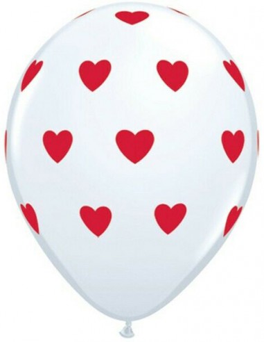 Globo Corazones Rojos y Blanco 6 Unidades - Globos Estampados