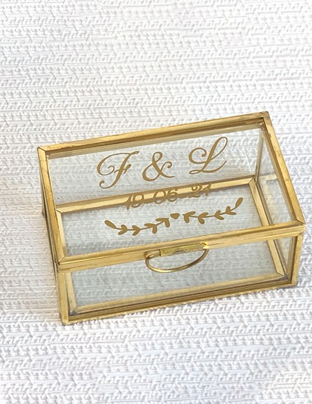 Porta Alianzas Cristal Iniciales - Porta Alianzas y Arras