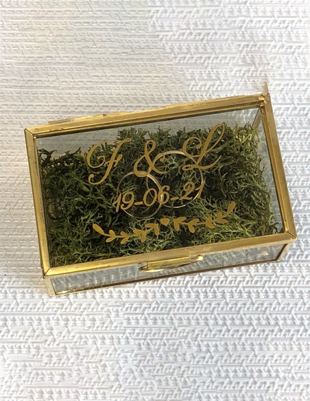 Porta Alianzas Cristal Iniciales - Porta Alianzas y Arras